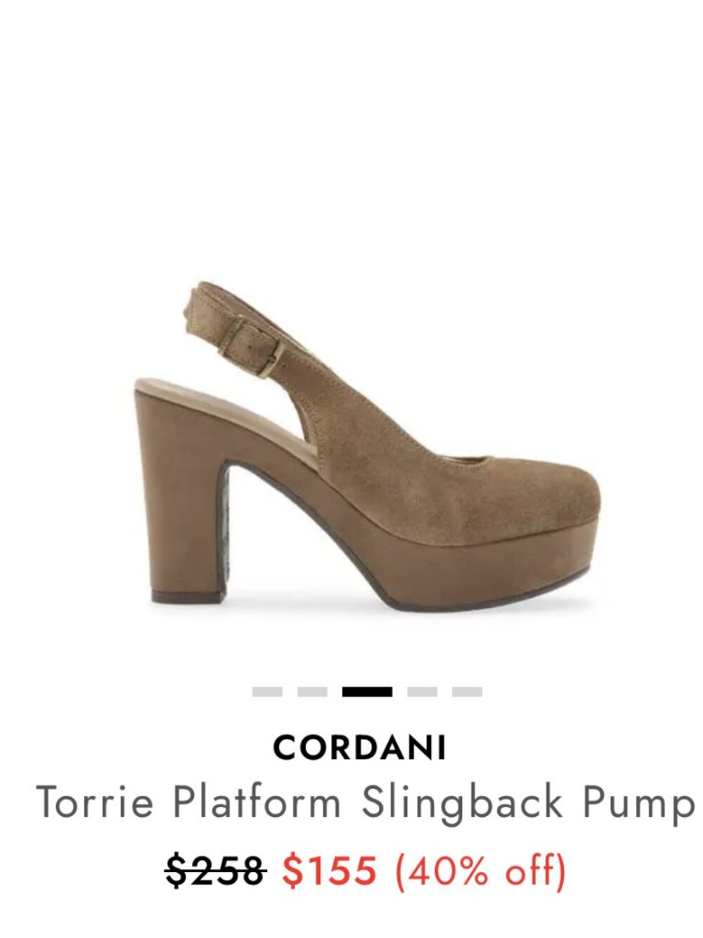 NEW (Never Worn)CORDANI torrie slingback pump in fango suede